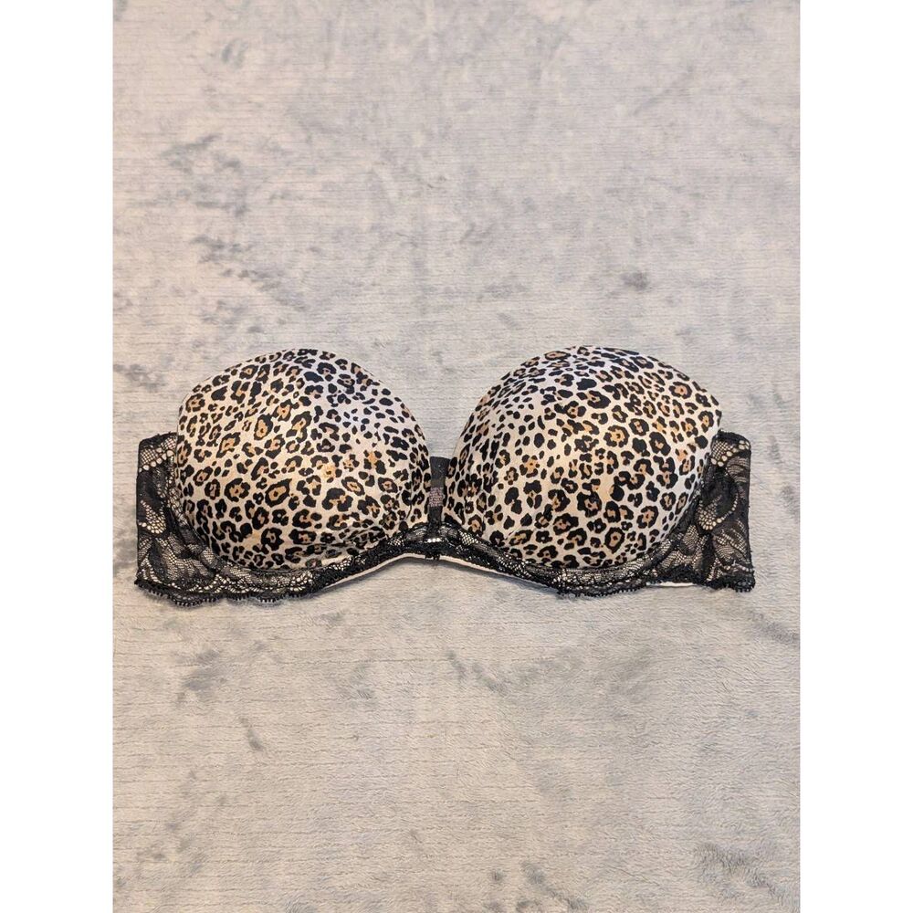Victoria's Secret size 34B Fabulous Strapless Push Up Bra Leopard Print